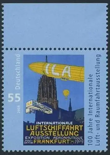 BUND 2009 Michel-Nummer 2740 postfrisch EINZELMARKE RAND oben (b)