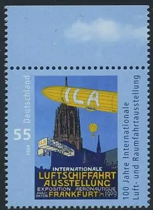 BUND 2009 Michel-Nummer 2740 postfrisch EINZELMARKE RAND oben (c)