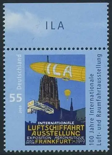 BUND 2009 Michel-Nummer 2740 postfrisch EINZELMARKE RAND oben (a)