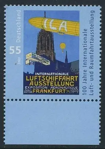 BUND 2009 Michel-Nummer 2740 postfrisch EINZELMARKE RAND unten (b)