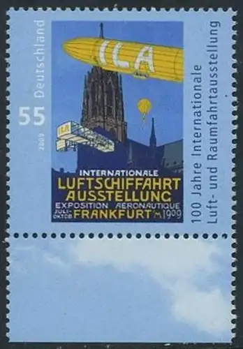 BUND 2009 Michel-Nummer 2740 postfrisch EINZELMARKE RAND unten (a)