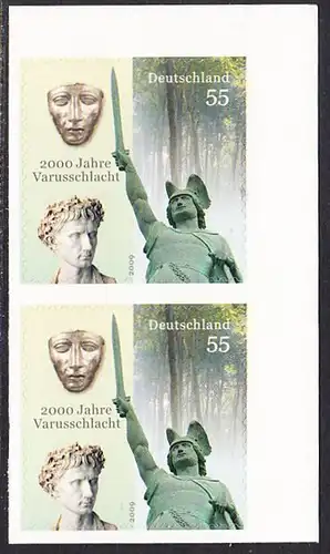 BUND 2009 Michel-Nummer 2741 postfrisch vert.PAAR ECKRAND oben rechts (a) -aus MH/selbstklebend-