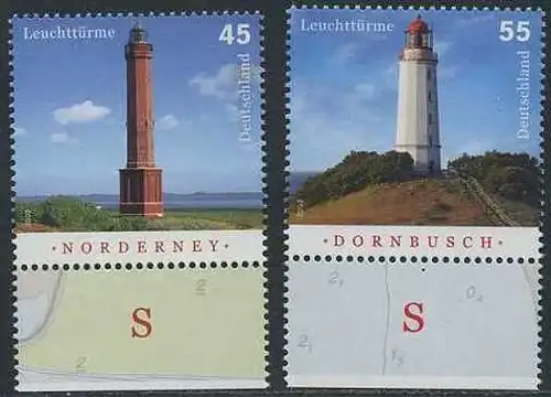 BUND 2009 Michel-Nummer 2742-2743 postfrisch SATZ(2) EINZELMARKEN RÄNDER unten (b)