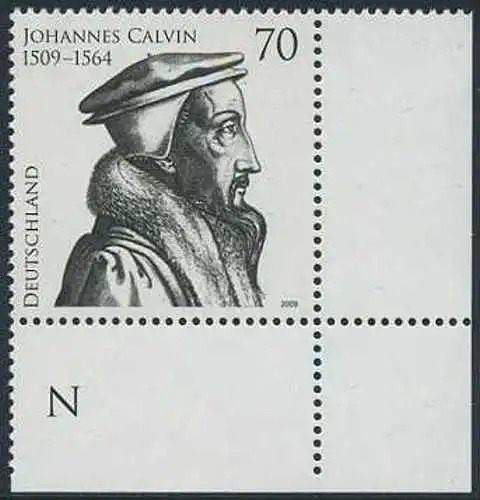 BUND 2009 Michel-Nummer 2744 postfrisch EINZELMARKE ECKRAND unten rechts