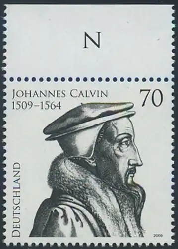 BUND 2009 Michel-Nummer 2744 postfrisch EINZELMARKE RAND oben (c)