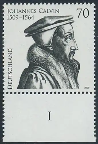 BUND 2009 Michel-Nummer 2744 postfrisch EINZELMARKE RAND unten (c)