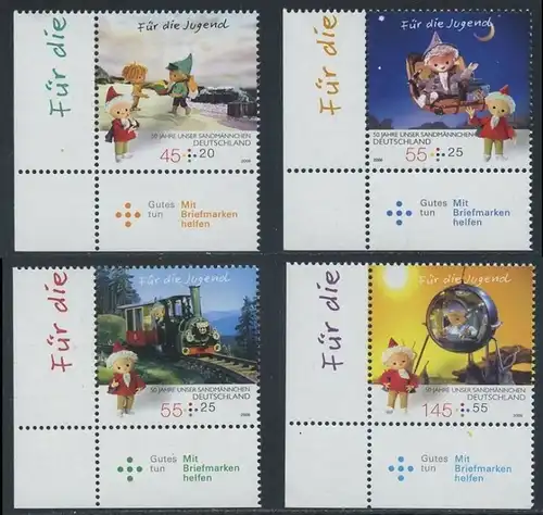 BUND 2009 Michel-Nummer 2748-2751 postfrisch SATZ(4) EINZELMARKEN ECKRÄNDER unten links