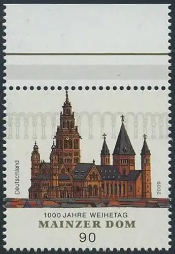 BUND 2009 Michel-Nummer 2752 postfrisch EINZELMARKE RAND oben