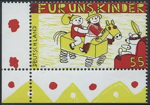 BUND 2009 Michel-Nummer 2756 postfrisch EINZELMARKE ECKRAND unten links