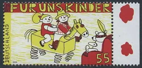 BUND 2009 Michel-Nummer 2756 postfrisch EINZELMARKE RAND rechts (b)