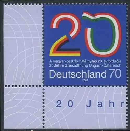 BUND 2009 Michel-Nummer 2759 postfrisch EINZELMARKE ECKRAND unten links