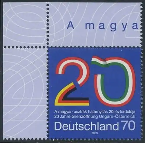 BUND 2009 Michel-Nummer 2759 postfrisch EINZELMARKE ECKRAND oben links