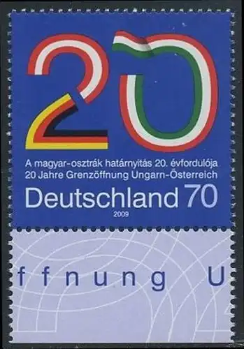 BUND 2009 Michel-Nummer 2759 postfrisch EINZELMARKE RAND unten (b)