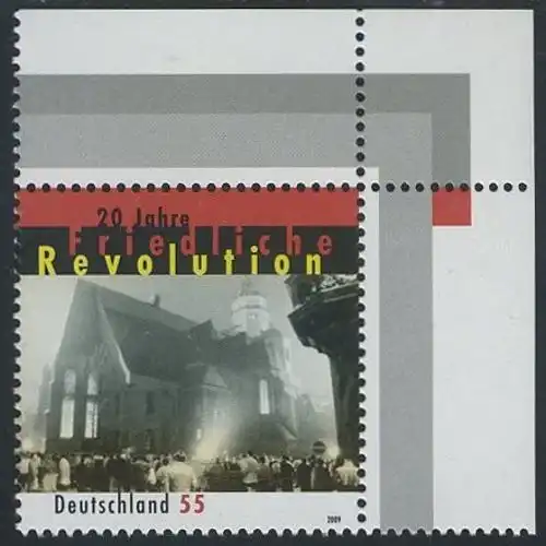 BUND 2009 Michel-Nummer 2762 postfrisch EINZELMARKE ECKRAND oben rechts