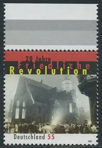 BUND 2009 Michel-Nummer 2762 postfrisch EINZELMARKE RAND oben