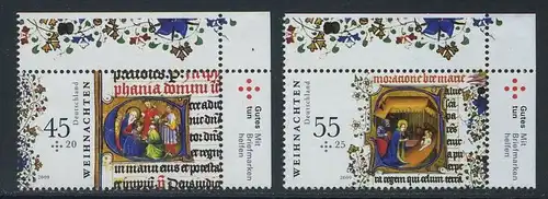 BUND 2009 Michel-Nummer 2763-2764 postfrisch SATZ(2) EINZELMARKEN ECKRÄNDER oben rechts