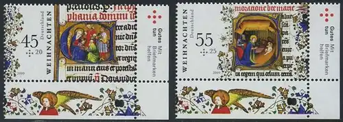 BUND 2009 Michel-Nummer 2763-2764 postfrisch SATZ(2) EINZELMARKEN ECKRÄNDER unten rechts