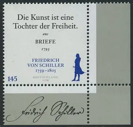 BUND 2009 Michel-Nummer 2765 postfrisch EINZELMARKE ECKRAND unten rechts