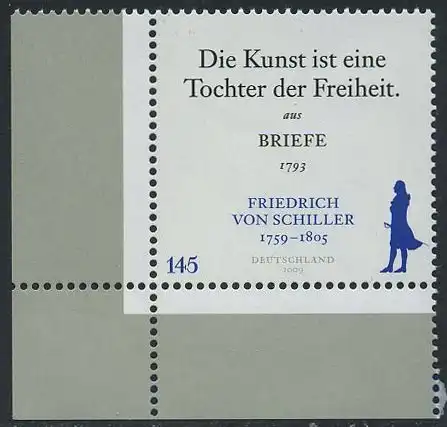 BUND 2009 Michel-Nummer 2765 postfrisch EINZELMARKE ECKRAND unten links