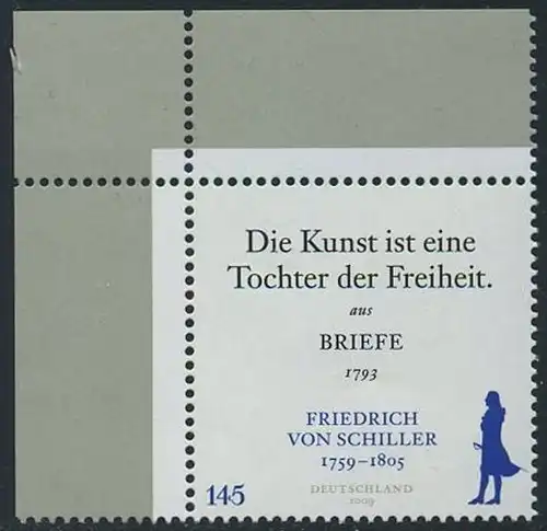 BUND 2009 Michel-Nummer 2765 postfrisch EINZELMARKE ECKRAND oben links