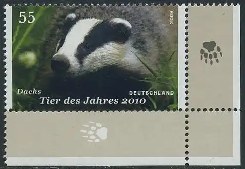 BUND 2009 Michel-Nummer 2767 postfrisch EINZELMARKE ECKRAND unten rechts