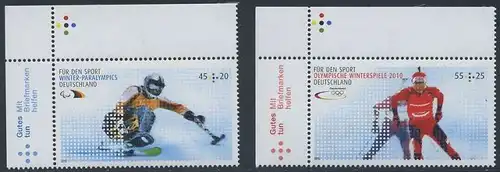 BUND 2010 Michel-Nummer 2781-2782 postfrisch SATZ(2) EINZELMARKEN ECKRÄNDER oben links