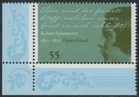 BUND 2010 Michel-Nummer 2797 postfrisch EINZELMARKE ECKRAND unten links