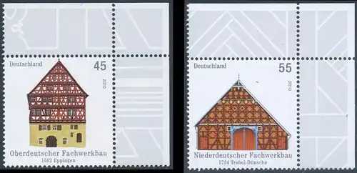 BUND 2010 Michel-Nummer 2823-2824 postfrisch SATZ(2) EINZELMARKEN ECKRÄNDER oben rechts