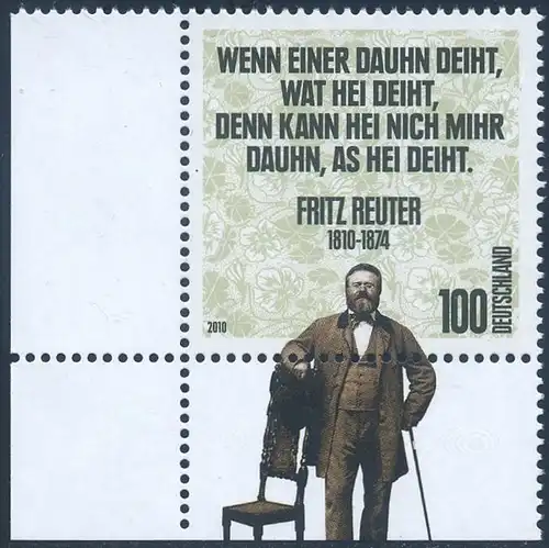 BUND 2010 Michel-Nummer 2832 postfrisch EINZELMARKE ECKRAND unten links