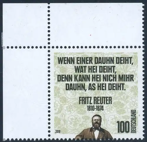 BUND 2010 Michel-Nummer 2832 postfrisch EINZELMARKE ECKRAND oben links