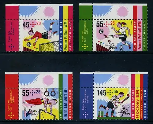 BUND 2011 Michel-Nummer 2857-2860 postfrisch SATZ(4) EINZELMARKEN ECKRÄNDER oben links