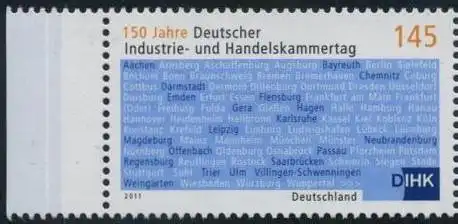 BUND 2011 Michel-Nummer 2865 postfrisch EINZELMARKE RAND links