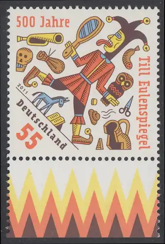 BUND 2011 Michel-Nummer 2880 postfrisch EINZELMARKE RAND unten