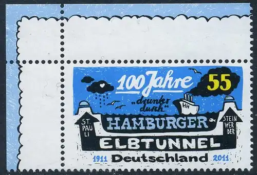BUND 2011 Michel-Nummer 2890 postfrisch EINZELMARKE ECKRAND oben links