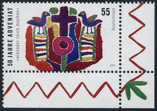 BUND 2011 Michel-Nummer 2899 postfrisch EINZELMARKE ECKRAND unten rechts