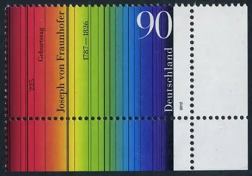 BUND 2012 Michel-Nummer 2907 postfrisch EINZELMARKE ECKRAND unten rechts