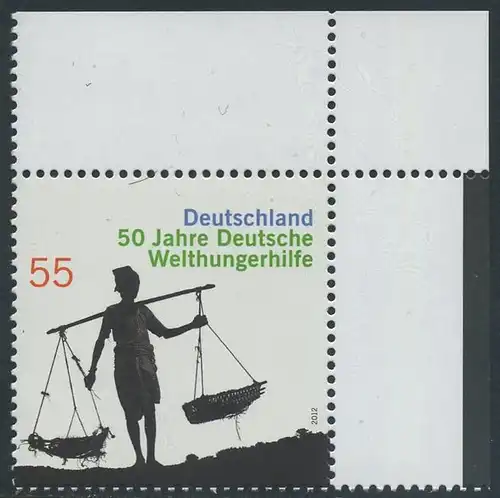 BUND 2012 Michel-Nummer 2928 postfrisch EINZELMARKE ECKRAND oben rechts