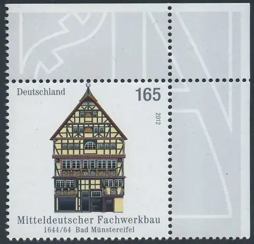 BUND 2012 Michel-Nummer 2931 postfrisch EINZELMARKE ECKRAND oben rechts