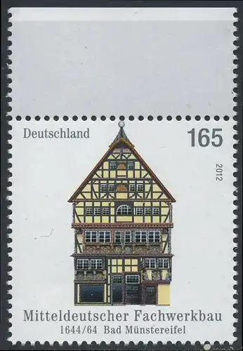BUND 2012 Michel-Nummer 2931 postfrisch EINZELMARKE RAND oben (a)