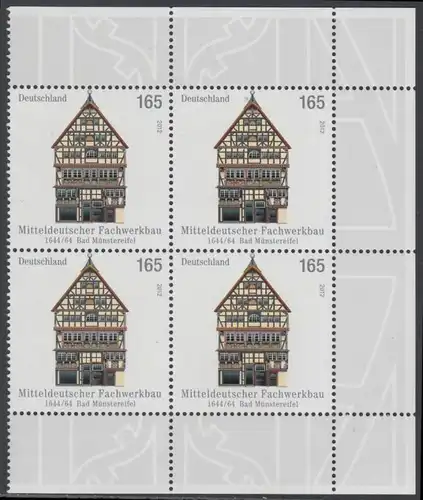 BUND 2012 Michel-Nummer 2931 postfrisch BLOCK ECKRÄNDER oben rechts/unten rechts