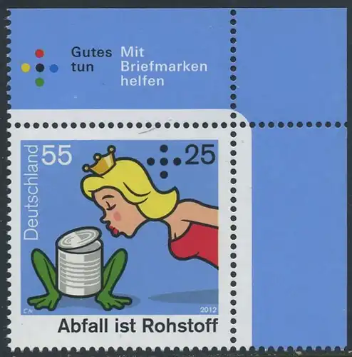 BUND 2012 Michel-Nummer 2932 postfrisch EINZELMARKE ECKRAND oben rechts