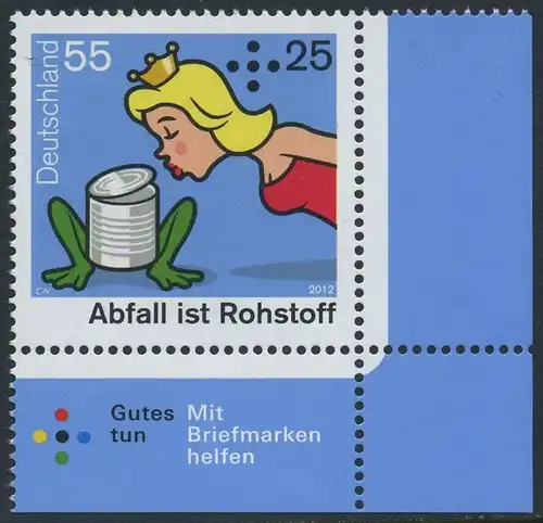 BUND 2012 Michel-Nummer 2932 postfrisch EINZELMARKE ECKRAND unten rechts