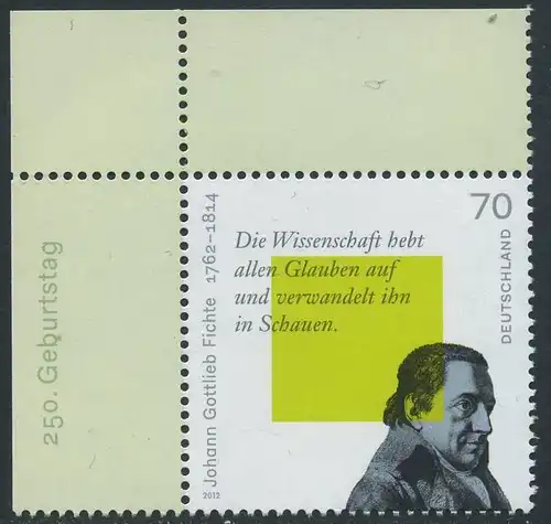 BUND 2012 Michel-Nummer 2934 postfrisch EINZELMARKE ECKRAND oben links