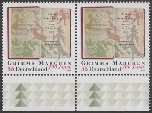 BUND 2012 Michel-Nummer 2938 postfrisch horiz.PAAR RAND unten