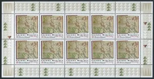 BUND 2012 Michel-Nummer 2938 postfrisch BOGEN(10)