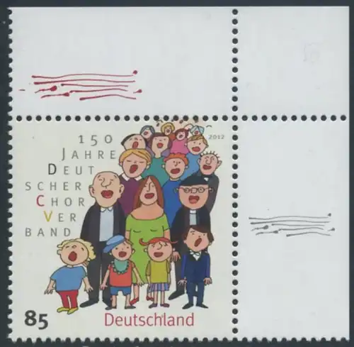 BUND 2012 Michel-Nummer 2939 postfrisch EINZELMARKE ECKRAND oben rechts