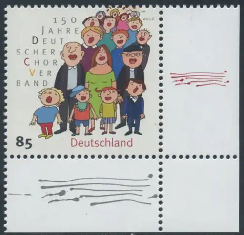 BUND 2012 Michel-Nummer 2939 postfrisch EINZELMARKE ECKRAND unten rechts