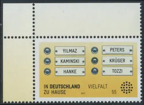 BUND 2012 Michel-Nummer 2941 postfrisch EINZELMARKE ECKRAND oben links