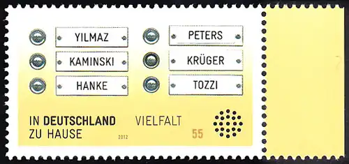 BUND 2012 Michel-Nummer 2941 postfrisch EINZELMARKE RAND rechts