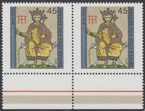 BUND 2012 Michel-Nummer 2949 postfrisch horiz.PAAR RAND unten